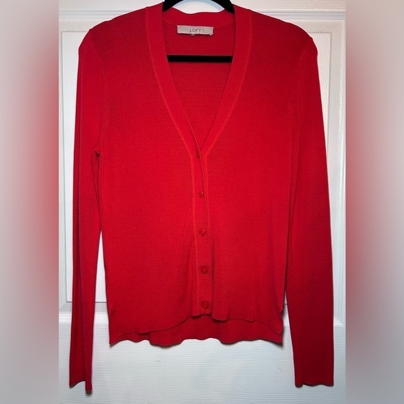 LOFT Sweaters - Ann Taylor LOFT Lightweight Button-Down Cardigan Sweater- Burnt Orange/ Size M